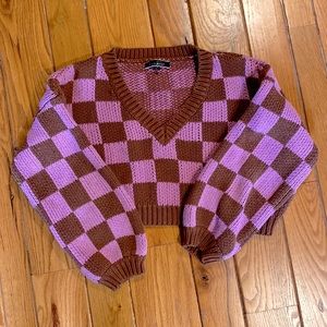 Cropped checker sweater